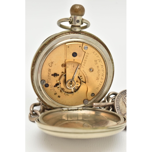 111 - A 'WALTHAM' OPEN FACE POCKET WATCH, hand wound movement, Roman numerals, approximate case width 55mm... 