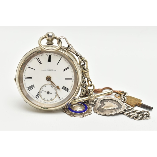 115 - AN OPEN FACE POCKET WATCH, key wound movement, Roman numerals, subsidiary second dial, signed 'G. Sm... 