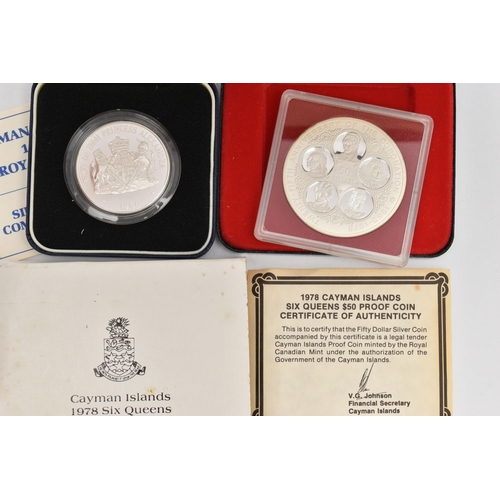 122 - TWO CASED COINS, to include Royal Mint Cayman Islands 1988 Royal Visit Silver Proof Commemorative Co... 