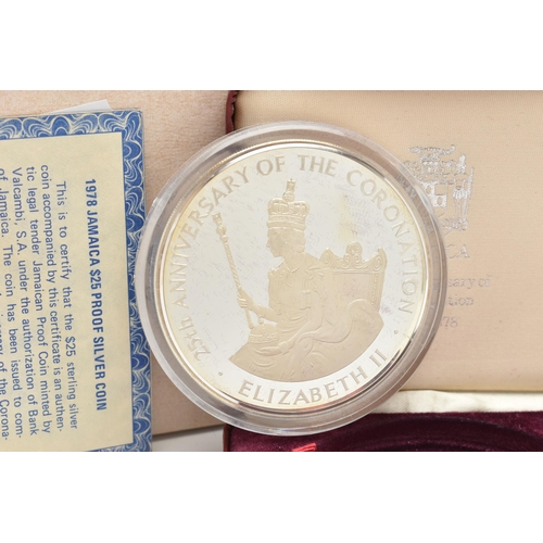 125 - A CASED '1978 JAMAICA $25 PROOF SILVER COIN', 25th Anniversary of the coronation 1953-1978, with COA... 