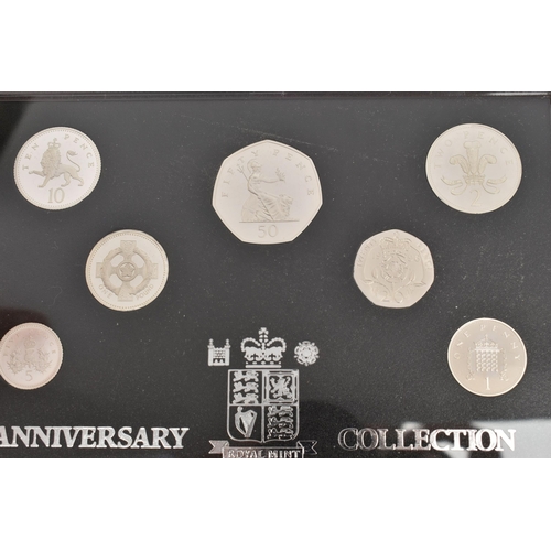 134 - A CASED ROYAL MINT 1996 UNITED KINGDOM SILVER ANNIVERSARY COIN COLLECTION, containing One Pound, Fif... 