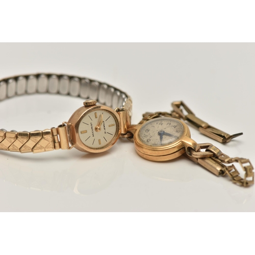 25 - TWO LADYS WRISTWATCHES, the first a 9ct gold 'Accurist 21 jewels' manual wind watch, inside case bac... 