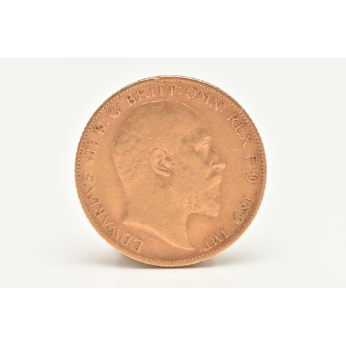 47 - AN EDWARDIAN HALF SOVEREIGN COIN, dated 1906, depicting Edward VII, approximate gross weight 4.1 gra... 