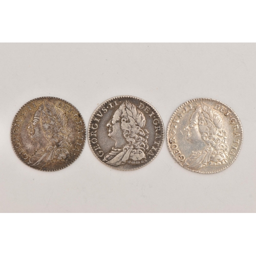 68 - 3X GEORGE II SIXPENCE COINS 2X 1757, one 1758