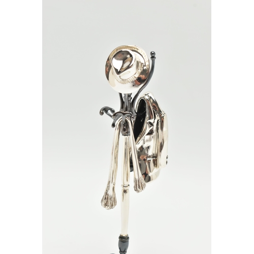 165 - A MODERN ITALIAN SILVER MINIATURE HAT AND COAT STAND, with separate hat, coat and scarf, all four pi... 