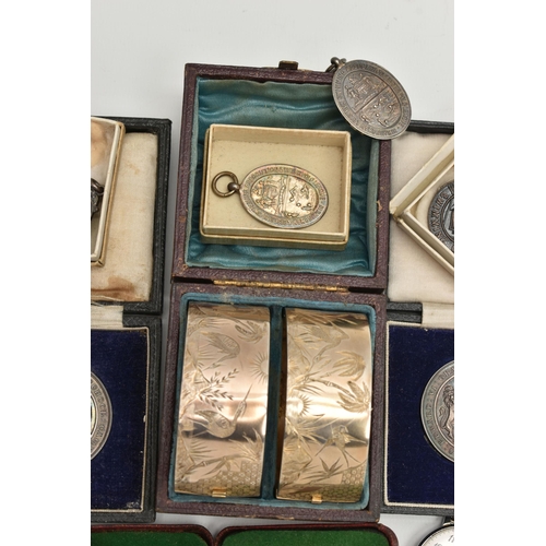 191 - A BOX OF MEDALS, MEDALLIONS AND TWO WRISTWATCHES, to include a WWI 1914-1919 Victory medal with ribb... 