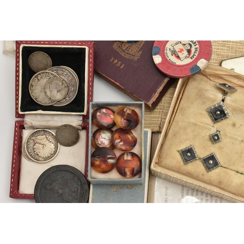 193 - A BOX OF ASSORTED ITEMS, to include a 'Barclays Bank Limited' coin set, a boxed 'Festival of Britain... 