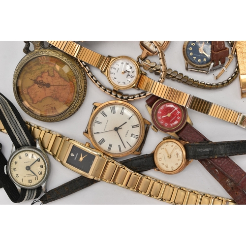 197 - A SMALL BOX OF WRISTWATCHES, to include a few early and mid 20th century examples, also including Se... 