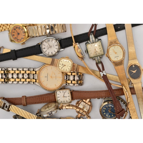 197 - A SMALL BOX OF WRISTWATCHES, to include a few early and mid 20th century examples, also including Se... 