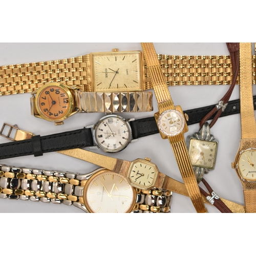 197 - A SMALL BOX OF WRISTWATCHES, to include a few early and mid 20th century examples, also including Se... 