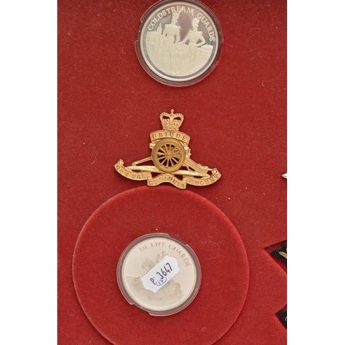 202 - A QUEENS GUARDS COLLECTION OF TWELVE APPROX 40 gram silver proof medals by Birmingham Mint in a disp... 