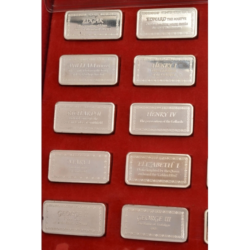 203 - A CASED COLLECTION OF FIFTY 20TH CENTURY STERLING SILVER PROOF INGOTS, '1000 Years of British Monarc... 