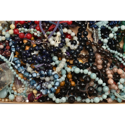 204 - A SELECTION OF JEWELLERY AND BEADS, to include a large selection of bead necklaces, some comprising ... 