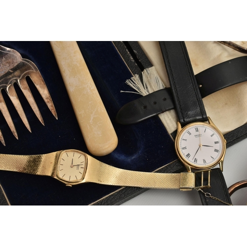 207 - WRISTWATCHES AND WHITE METAL WARE, to include a 'Seiko Lassale quartz' wristwatch, a 'Seiko quartz' ... 