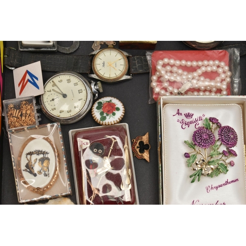 214 - A BOX OF ASSORTED ITEMS, to include a silver key wound, open face pocket watch, hallmarked Birmingha... 