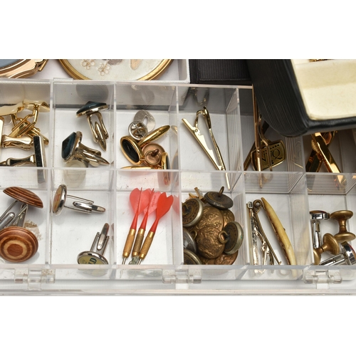 227 - A BOX OF ASSORTED COSTUME JEWELLERY AND BOXES, to include a wooden canteen box containing costume je... 