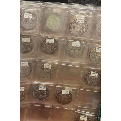 242 - A CARDBOARD BOX CONTAINING A COIN ALBUM WITH MOSTLY UK COINS, to include 17 X Victoria Crown coins, ... 