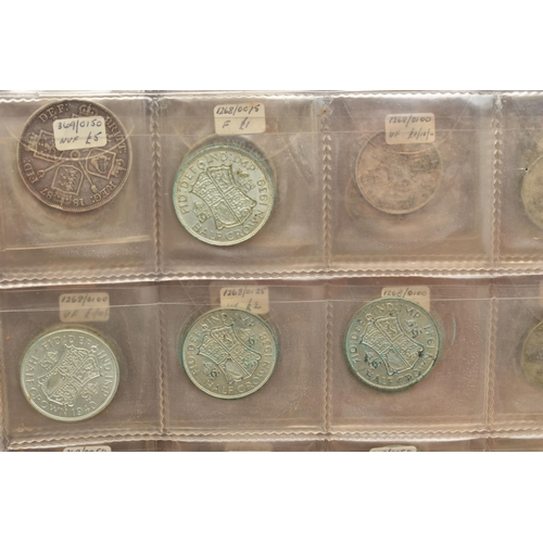 242 - A CARDBOARD BOX CONTAINING A COIN ALBUM WITH MOSTLY UK COINS, to include 17 X Victoria Crown coins, ... 