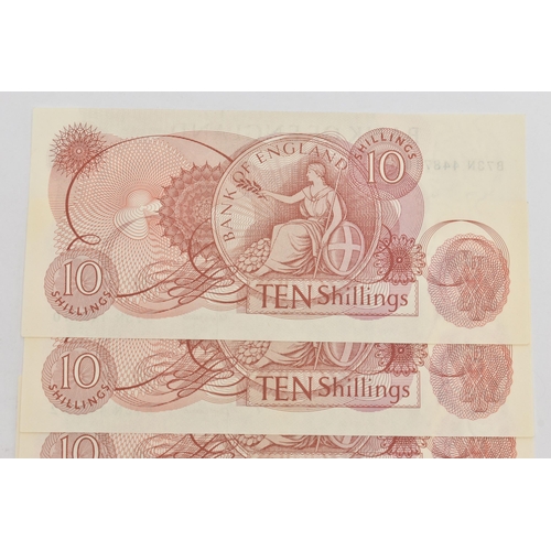 245 - A GROUP OF TEN x TEN SHILLINGS BANK OF ENGLAND CONSECUTIVE AND UNCIRCULATED BANKNOTES B73N 448701-44... 