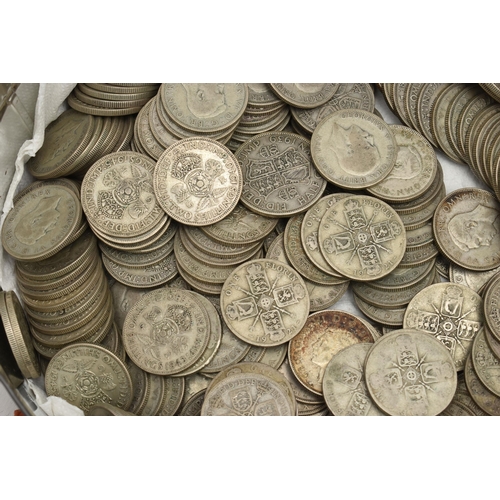 248 - A BISCUIT TIN FULL OF SILVER COINAGE, to include over 2650 grams of Pre 1947 .500 mainly Silver Flor... 