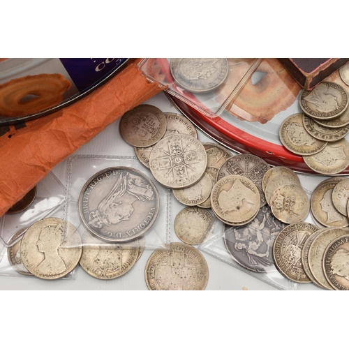 248 - A BISCUIT TIN FULL OF SILVER COINAGE, to include over 2650 grams of Pre 1947 .500 mainly Silver Flor... 