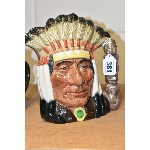 381 - FOUR ROYAL DOULTON CHARACTER JUGS, comprising 'North American Indian' D6611, 'Old Charley' D5420 (ch... 