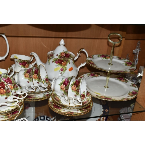 385 - ROYAL ALBERT 'OLD COUNTRY ROSES' PATTERN TEA AND COFFEEWARE, comprising a two tier cake stand, teapo... 