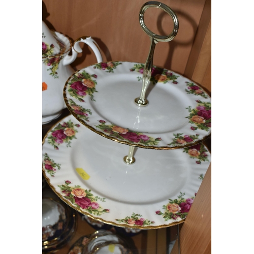 385 - ROYAL ALBERT 'OLD COUNTRY ROSES' PATTERN TEA AND COFFEEWARE, comprising a two tier cake stand, teapo... 