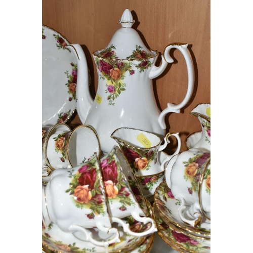 385 - ROYAL ALBERT 'OLD COUNTRY ROSES' PATTERN TEA AND COFFEEWARE, comprising a two tier cake stand, teapo... 