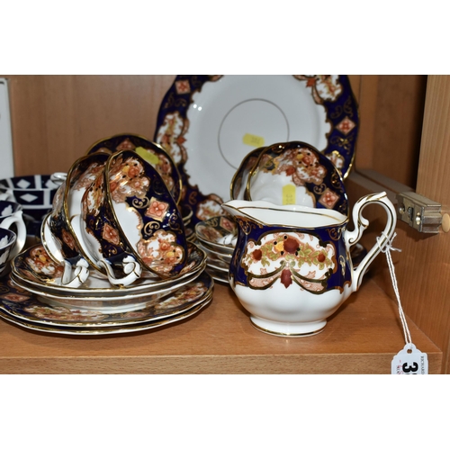 386 - ROYAL ALBERT 'HEIRLOOM' PATTERN TEAWARE, together with four Royal Crown Derby unfinished Imari tea c... 