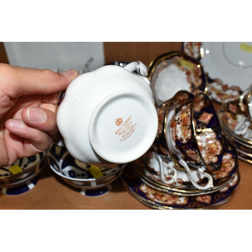 386 - ROYAL ALBERT 'HEIRLOOM' PATTERN TEAWARE, together with four Royal Crown Derby unfinished Imari tea c... 