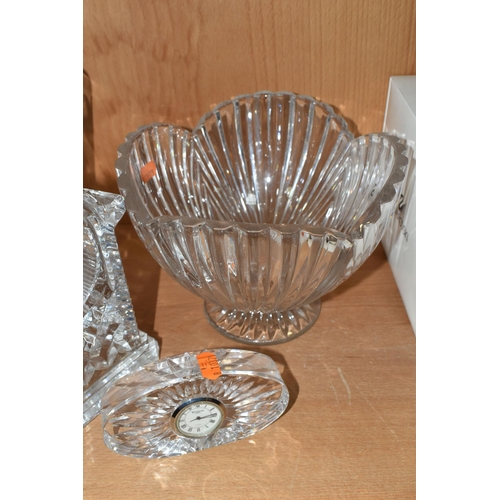 395 - FIVE PIECES OF WATERFORD CRYSTAL, comprising an Alana pattern mallet form decanter (tiny chip to sto... 