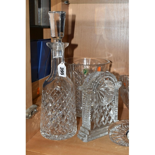 395 - FIVE PIECES OF WATERFORD CRYSTAL, comprising an Alana pattern mallet form decanter (tiny chip to sto... 