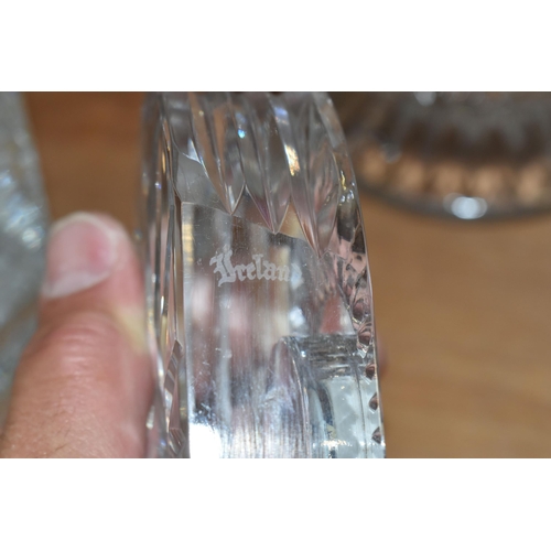 395 - FIVE PIECES OF WATERFORD CRYSTAL, comprising an Alana pattern mallet form decanter (tiny chip to sto... 