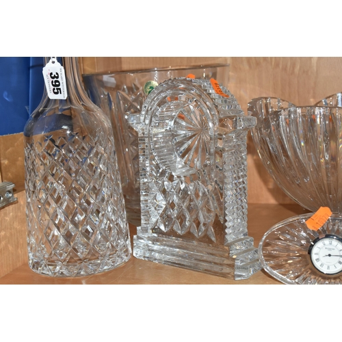 395 - FIVE PIECES OF WATERFORD CRYSTAL, comprising an Alana pattern mallet form decanter (tiny chip to sto... 