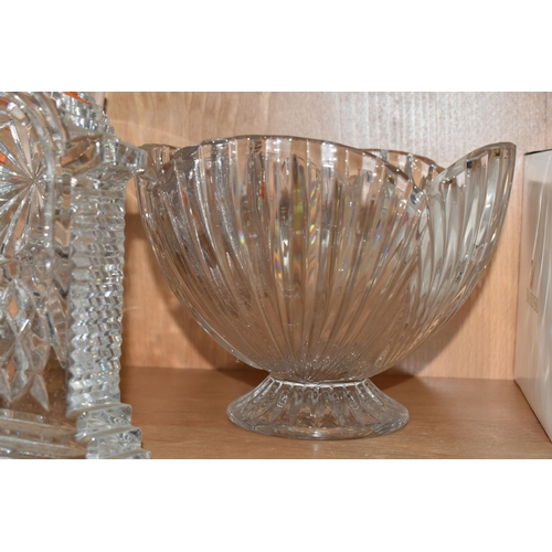 395 - FIVE PIECES OF WATERFORD CRYSTAL, comprising an Alana pattern mallet form decanter (tiny chip to sto... 