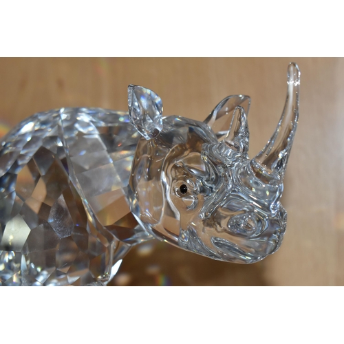 400 - A CASED/OUTER BOX SWAROVSKI CRYSTAL LIMITED EDITION RHINO SCULPTURE, numbered 4825/10000 to undersid... 