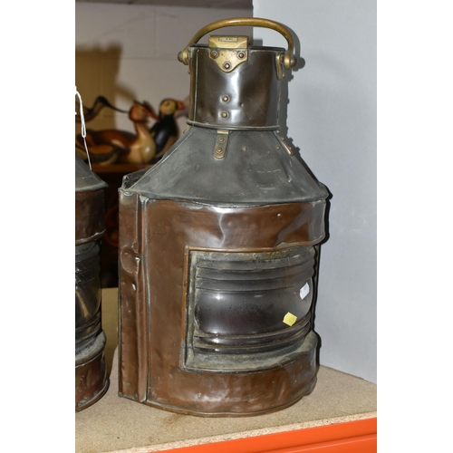 431 - TWO EARLY 20TH CENTURY COPPER SHIP'S LANTERNS, both made by Telford, Grier & Mackay Ltd. Glasgow, on... 