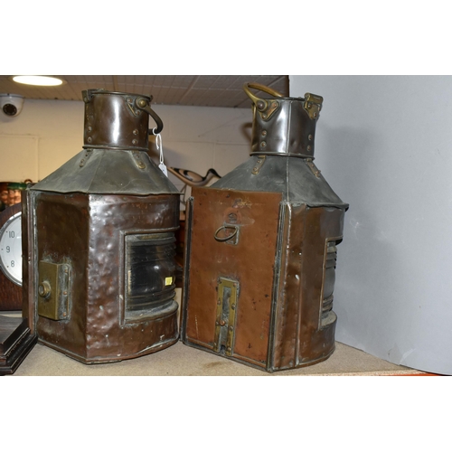 431 - TWO EARLY 20TH CENTURY COPPER SHIP'S LANTERNS, both made by Telford, Grier & Mackay Ltd. Glasgow, on... 