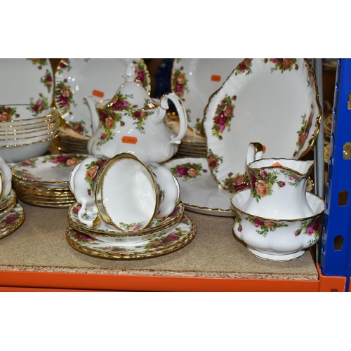 445 - A GROUP OF ROYAL ALBERT 'OLD COUNTRY ROSES' PATTERN TEA AND DINNERWARE, comprising celebration cake ... 