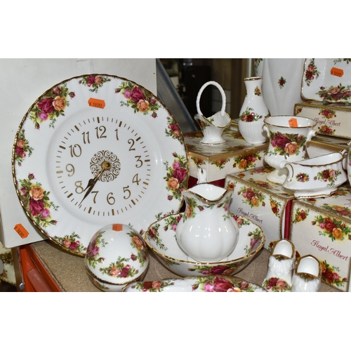 447 - A LARGE QUANTITY OF BOXED ROYAL ALBERT 'OLD COUNTRY ROSES' PATTERN GIFTWARE, comprising a wall clock... 