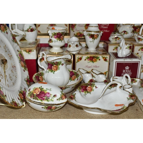 447 - A LARGE QUANTITY OF BOXED ROYAL ALBERT 'OLD COUNTRY ROSES' PATTERN GIFTWARE, comprising a wall clock... 