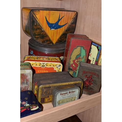 465 - A COLLECTION OF VINTAGE ADVERTISING TINS AND BOXES, assorted Tobacco, Biscuit and Toffee tins, examp... 