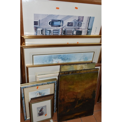 474 - A QUANTITY OF PAINTINGS AND PRINTS ETC, to include two Sheila Richards watercolours, three unsigned ... 