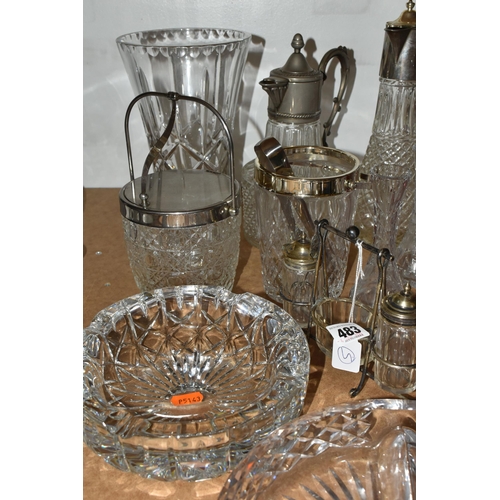 483 - A COLLECTION OF CUT CRYSTAL AND COLOURED GLASSWARE, comprising a boxed Dartington Crystal West Highl... 