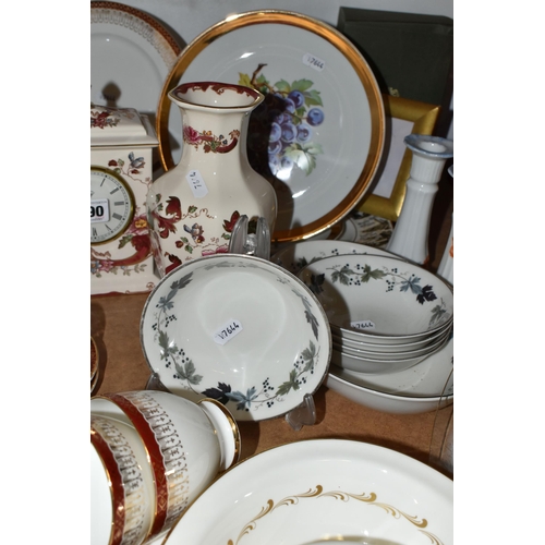 490 - A COLLECTION OF CERAMICS AND GLASSWARE, comprising a Mason's 'Mandalay red' pattern mantel clock and... 