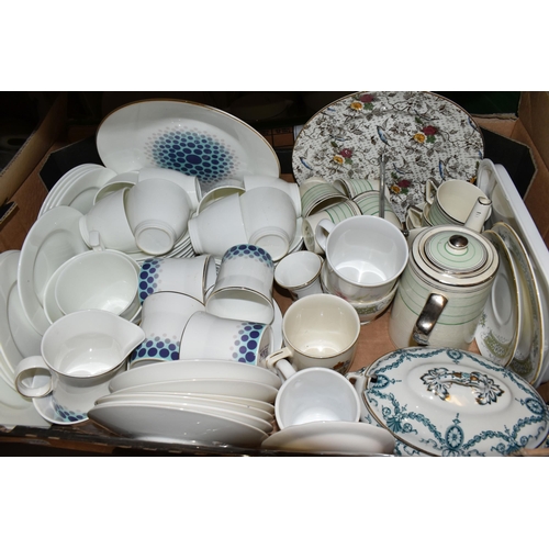 506 - FOUR BOXES OF CERAMICS AND GLASSWARE, to include a boxed Royal Briery Crystal sugar sifter, compote ... 