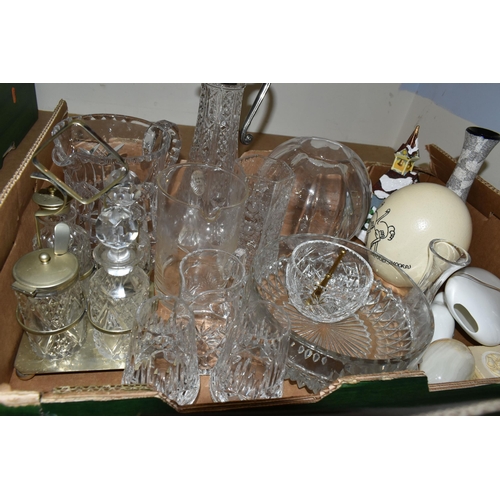 506 - FOUR BOXES OF CERAMICS AND GLASSWARE, to include a boxed Royal Briery Crystal sugar sifter, compote ... 