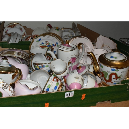 513 - SIX BOXES OF ASSORTED SETS OF TEAWARE, approximately fourteen different types of tea ware, maker's n... 