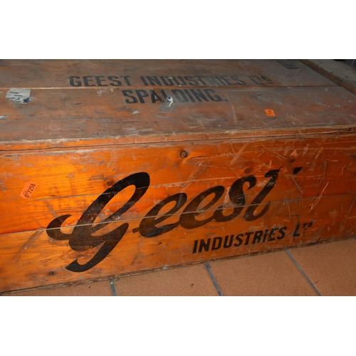 529 - A WOODEN GEEST BANANA BOX AND CONTENTS, box dated 1967, complete and in fairly good condition, conte... 